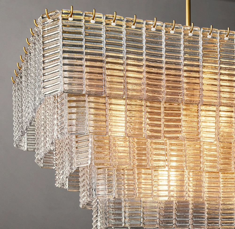 Sirene Clear Glass Rectangular Chandelier 59"