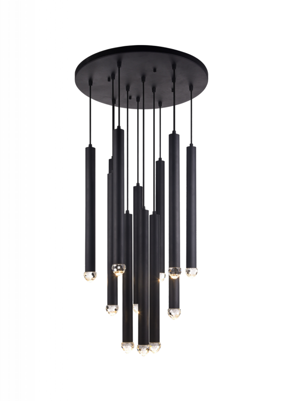 Particles Pendant, 12-Light, Black, Chrome, 38"W (C58212CHOP 305UR6Z)