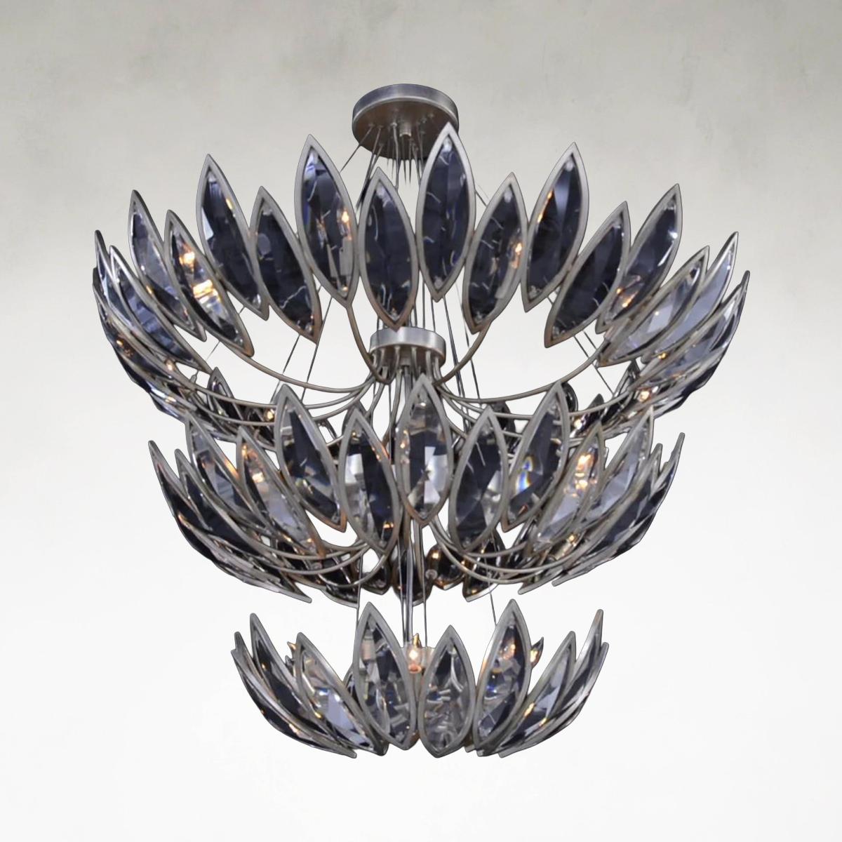 Petaline 27-Light 50.25-Inch Three-Tiered Chandelier Ceiling Fixture