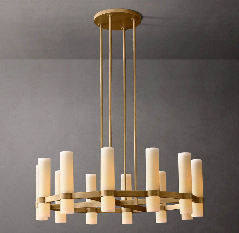 Ravelle Round Milk Glass Chandelier 36"