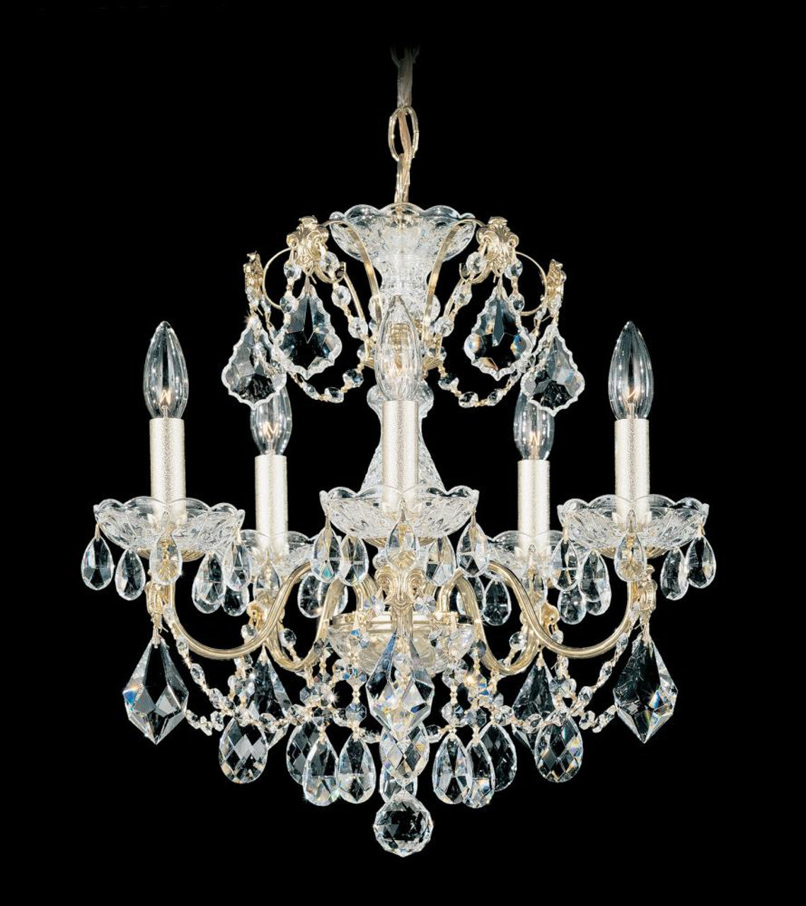 Century Chandelier, 5-Light, Aurelia Gold, Clear Heritage Crystal, 17"W (1704-211 17UXJE)