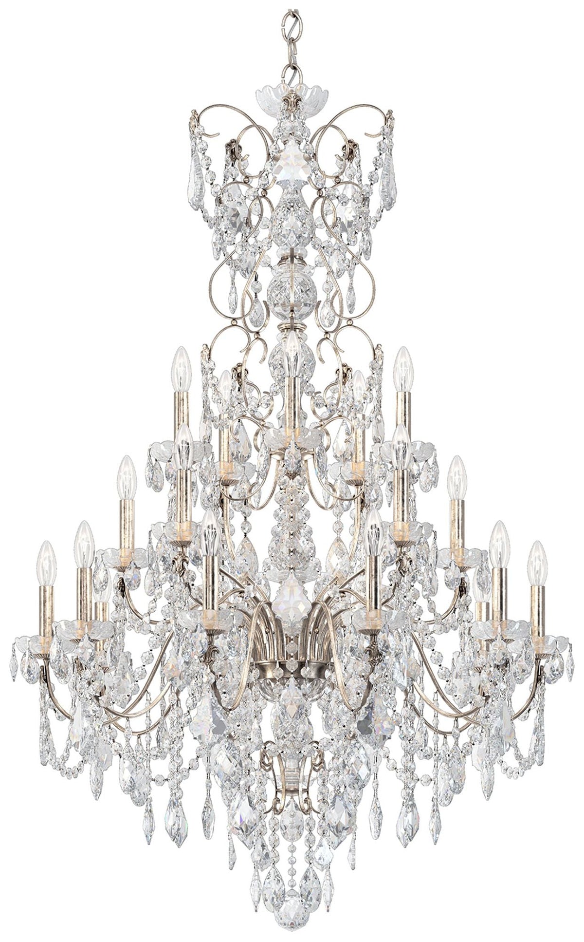 Century 54.5"H x 37"W 20-Light Crystal Chandelier in Antique Silv
