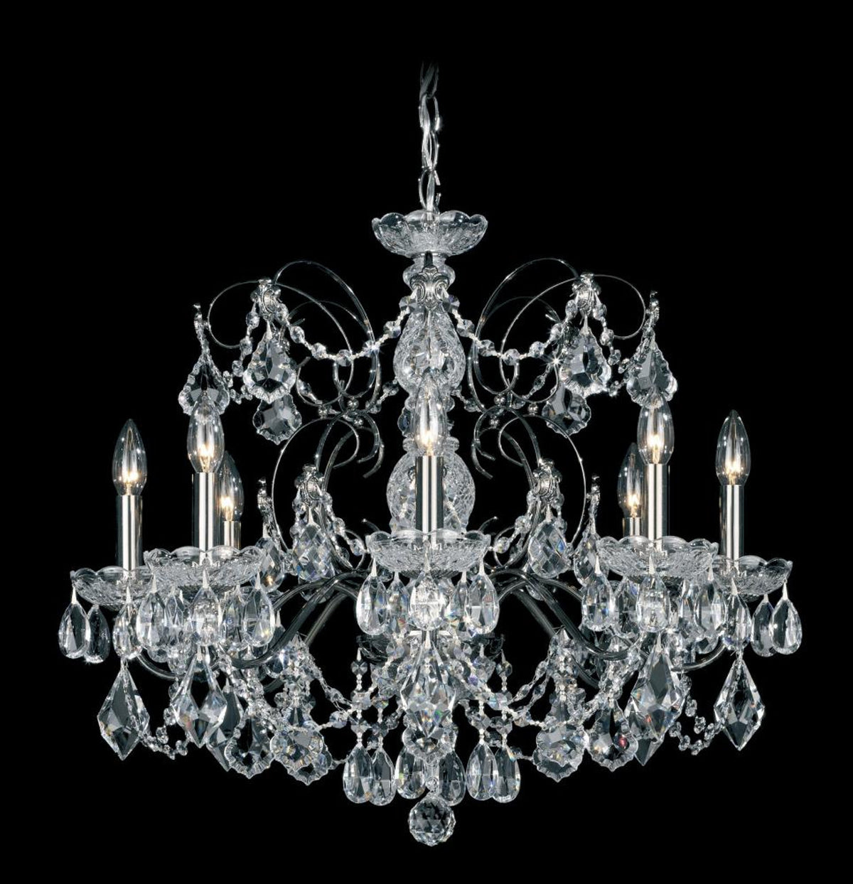 Century Chandelier, 8-Light, Black Pearl, Clear Heritage Crystal, 24"W (1707-49 1A2CJ)