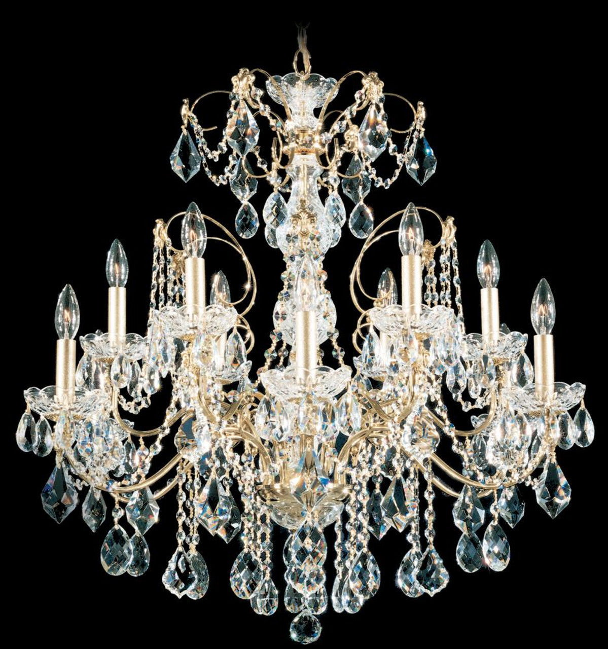 Century Chandelier, 12-Light, Polished Silver, Clear Heritage Crystal, 30"W (1712-40 1A2CP)