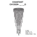 Chantant 35.5"H x 14"W 4-Light Crystal Flush in Pol Stainless Ste