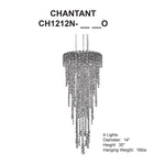 Chantant 35"H x 14"W 4-Light Crystal Pendant in Polished Stainles