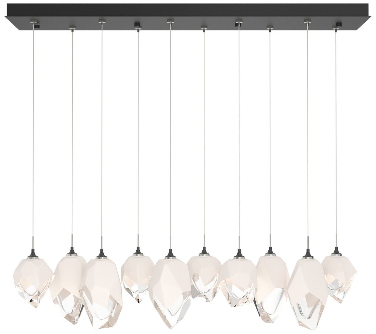 Chrysalis 10.1"W 10-Light Mixed Crystal White Crystal Black Long Penda