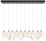 Chrysalis 10.1"W 10-Light Mixed White Crystal Natural Iron Long Pendan