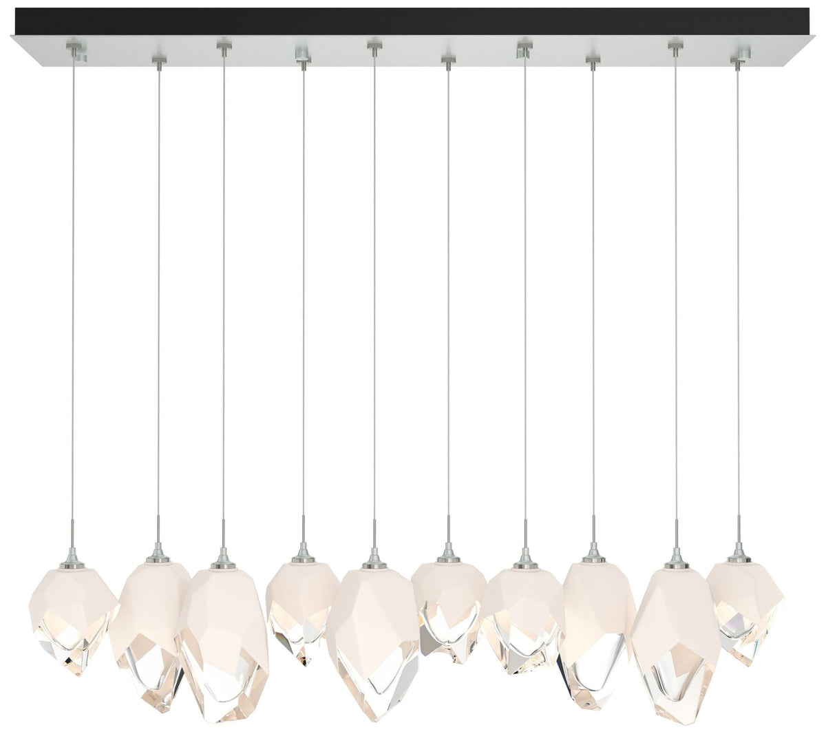 Chrysalis 10.1"W 10-Light Mixed White Crystal Platinum Long Pendant
