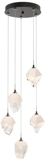 Chrysalis 15.4"W 5-Light Small White Crystal Rubbed Bronze Long Pendan