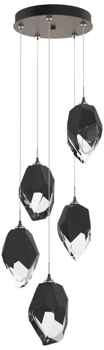 Chrysalis 16.1"W 5-Light Large Crystal Black Crystal Bronze Long Penda