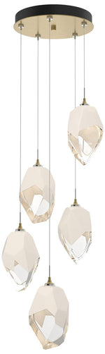 Chrysalis 16.1"W 5-Light Large White Crystal Modern Brass Long Pendant
