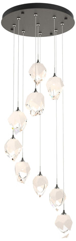 Chrysalis 20.5"W 9-Light Small White Crystal Natural Iron Long Pendant
