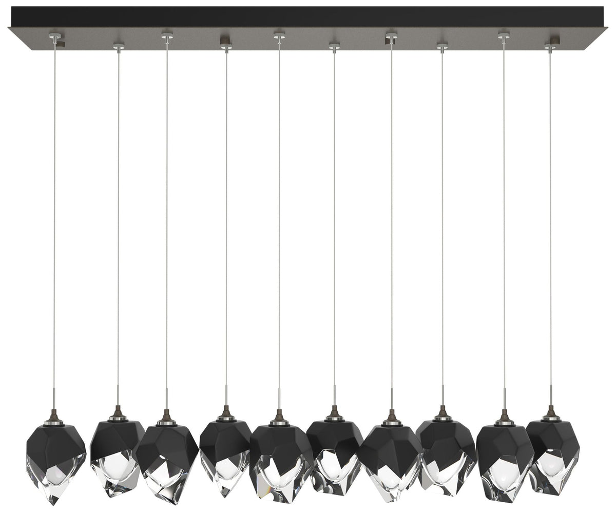 Chrysalis 8.5"W 10-Light Small Black Crystal Dark Smoke Long Pendant