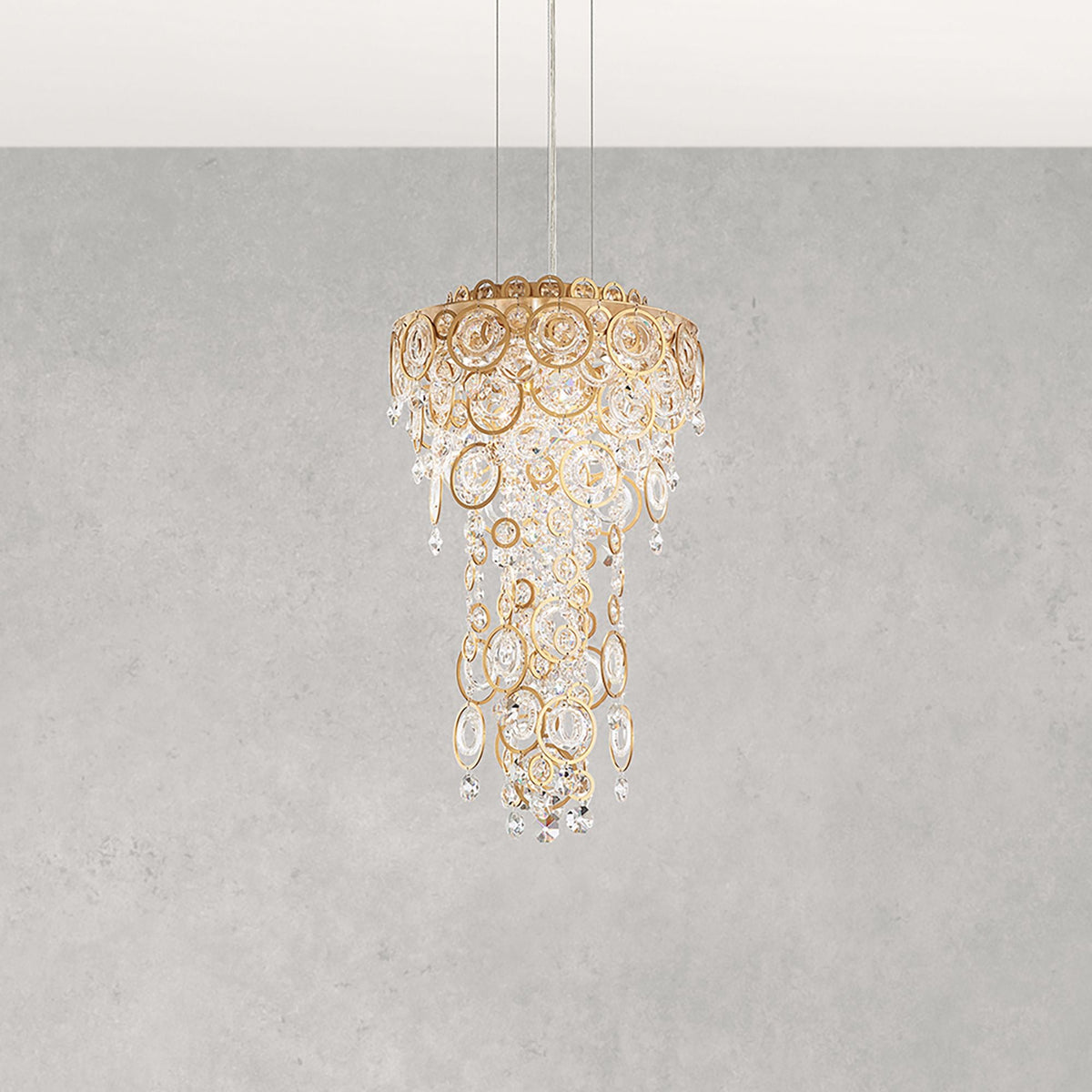 Circulus 24.5"H x 14"W 4-Light Crystal Pendant in Heirloom Gold