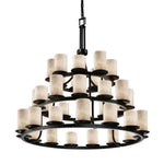 Justice Design - CLD-8712-10-MBLK - Clouds Dakota - 42 Inch 3-Tier Ring Chandelier with Cylinder Flat Rim Cloud Resin Shades