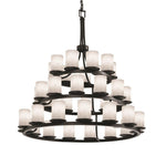 Justice Design - CLD-8712-10-MBLK - Clouds Dakota - 42 Inch 3-Tier Ring Chandelier with Cylinder Flat Rim Cloud Resin Shades