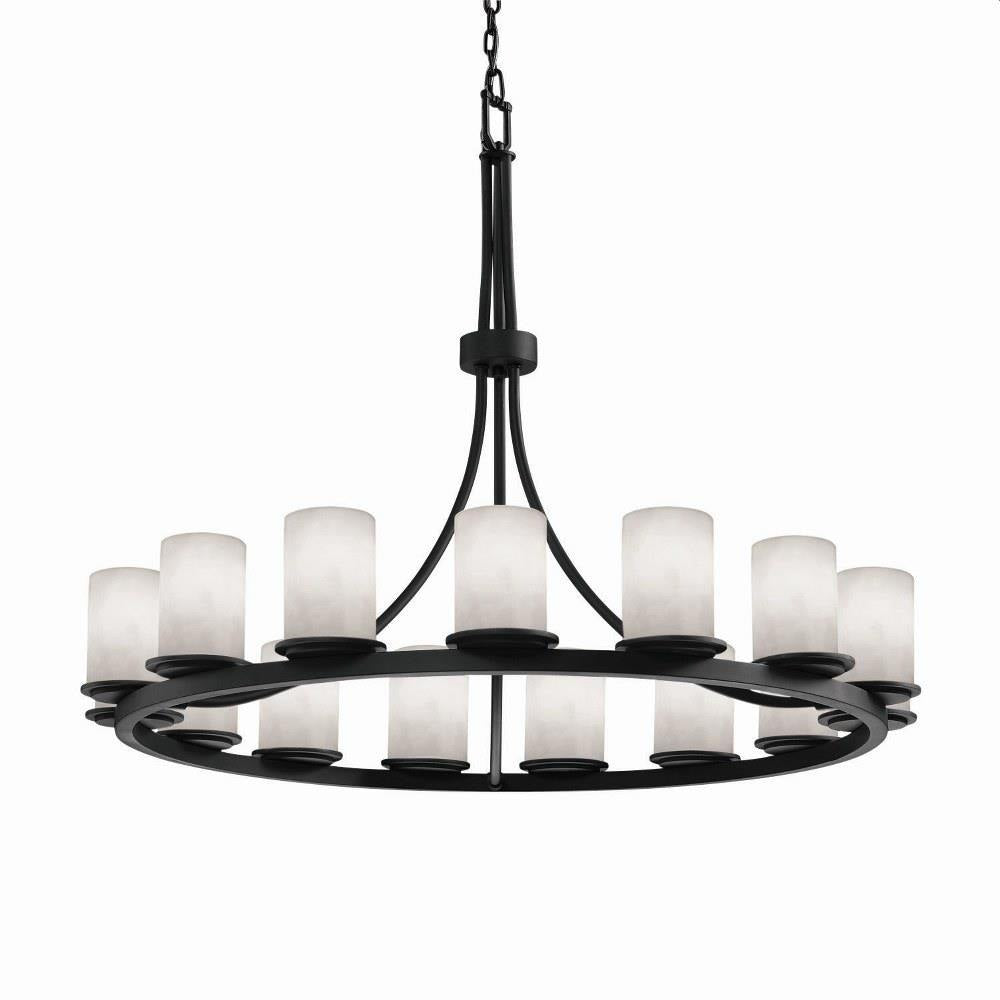 Justice Design - CLD-8715-10-DBRZ - Clouds Dakota - 42 Inch Ring Chandelier with Cylinder Flat Rim Cloud Resin Shades