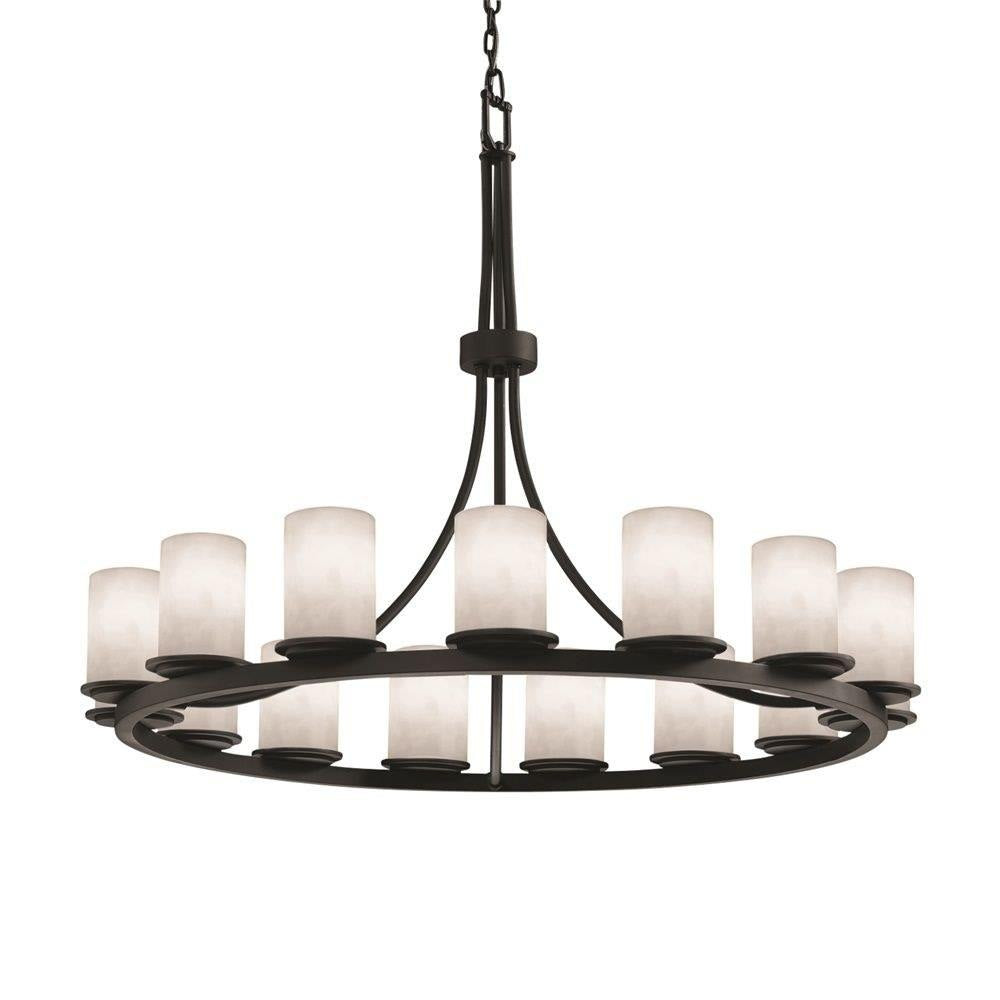 Justice Design - CLD-8715-10-DBRZ - Clouds Dakota - 42 Inch Ring Chandelier with Cylinder Flat Rim Cloud Resin Shades