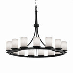 Justice Design - CLD-8716-10-DBRZ - Clouds Dakota - 60 Inch Ring Chandelier with Cylinder Flat Rim Cloud Resin Shades