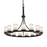 Justice Design - CLD-8716-10-DBRZ - Clouds Dakota - 60 Inch Ring Chandelier with Cylinder Flat Rim Cloud Resin Shades