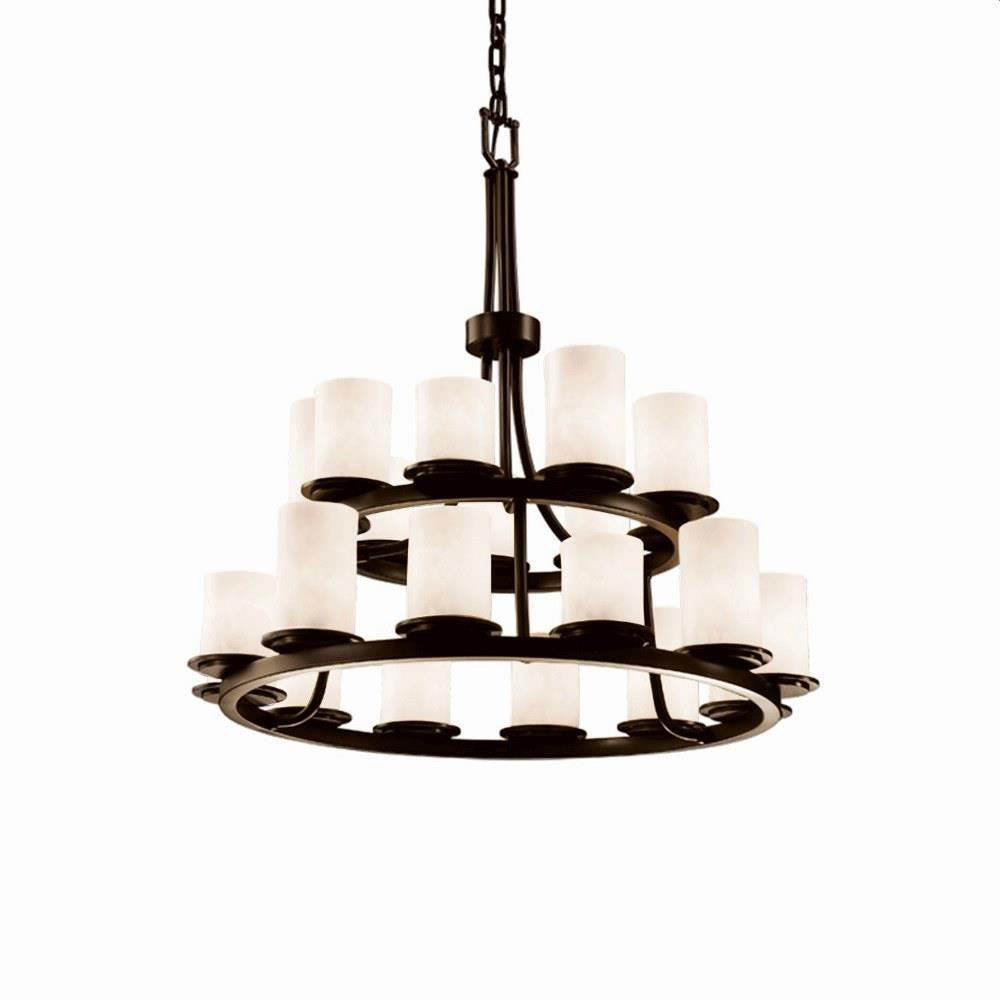 Justice Design - CLD-8767-10-DBRZ - Clouds Dakota - 34 Inch 2-Tier Ring Chandelier with Cylinder Flat Rim Cloud Resin Shades