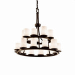 Justice Design - CLD-8767-10-DBRZ - Clouds Dakota - 34 Inch 2-Tier Ring Chandelier with Cylinder Flat Rim Cloud Resin Shades