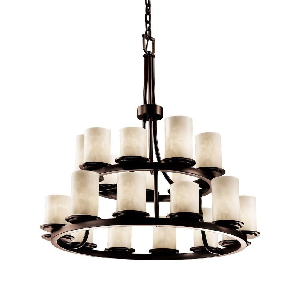 Justice Design - CLD-8767-10-DBRZ - Clouds Dakota - 34 Inch 2-Tier Ring Chandelier with Cylinder Flat Rim Cloud Resin Shades
