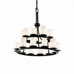 Justice Design - CLD-8767-10-DBRZ - Clouds Dakota - 34 Inch 2-Tier Ring Chandelier with Cylinder Flat Rim Cloud Resin Shades