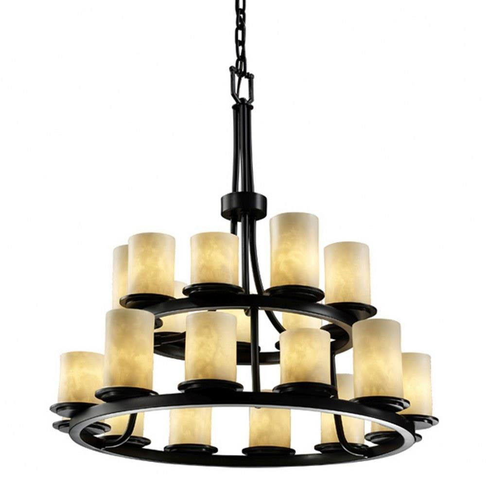 Justice Design - CLD-8767-10-DBRZ - Clouds Dakota - 34 Inch 2-Tier Ring Chandelier with Cylinder Flat Rim Cloud Resin Shades