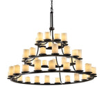 Justice Design - CNDL-8714-14-CREM-DBRZ - CandleAria Dakota - 45 Light 3-Tier Ring Chandelier with Cream Cylinder Melted Rim Faux Candle Shades