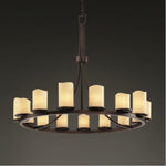 Justice Design - CNDL-8715-14-CREM-DBRZ-LED15-10500 - CandleAria Dakota - 15 Light Ring Chandelier with Cream Cylinder Melted Rim Faux Candle Shades