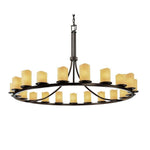 Justice Design - CNDL-8716-14-AMBR-DBRZ - CandleAria Dakota - 21 Light Ring Chandelier with Amber Cylinder Melted Rim Faux Candle Shades