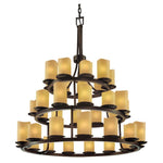 Justice Design - CNDL-8712-14-AMBR-MBLK - CandleAria Dakota - 36 Light 3-Tier Ring Chandelier with Amber Cylinder Melted Rim Faux Candle Shades