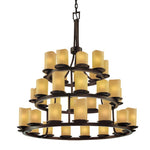 Justice Design - CNDL-8712-14-AMBR-MBLK - CandleAria Dakota - 36 Light 3-Tier Ring Chandelier with Amber Cylinder Melted Rim Faux Candle Shades