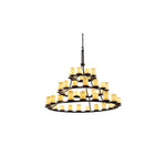 Justice Design - CNDL-8714-14-CREM-DBRZ - CandleAria Dakota - 45 Light 3-Tier Ring Chandelier with Cream Cylinder Melted Rim Faux Candle Shades