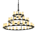 Justice Design - CNDL-8714-14-CREM-DBRZ - CandleAria Dakota - 45 Light 3-Tier Ring Chandelier with Cream Cylinder Melted Rim Faux Candle Shades