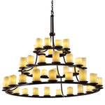 Justice Design - CNDL-8714-14-CREM-DBRZ - CandleAria Dakota - 45 Light 3-Tier Ring Chandelier with Cream Cylinder Melted Rim Faux Candle Shades