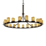 Justice Design - CNDL-8716-14-AMBR-DBRZ - CandleAria Dakota - 21 Light Ring Chandelier with Amber Cylinder Melted Rim Faux Candle Shades