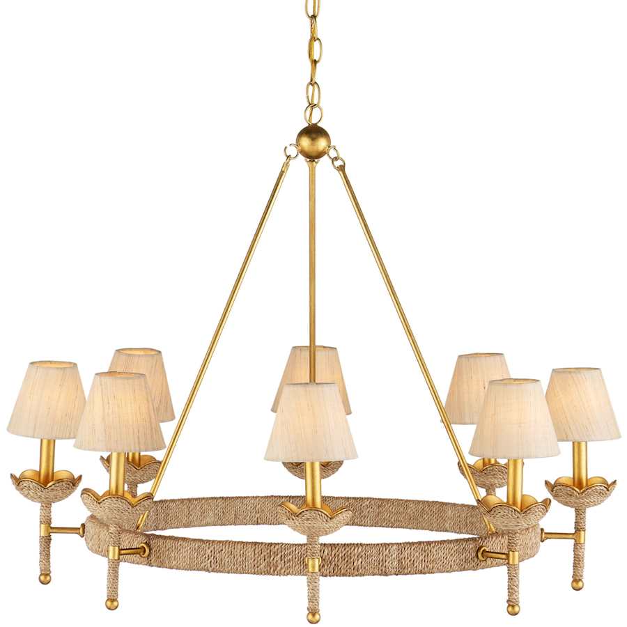 Vichy 8 Light 36" Wide Wrought Iron Ring Chandelier with Fabric Shade