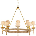Vichy 8 Light 36" Wide Wrought Iron Ring Chandelier with Fabric Shade