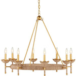 Vichy 8 Light 36" Wide Wrought Iron Ring Chandelier with Fabric Shade