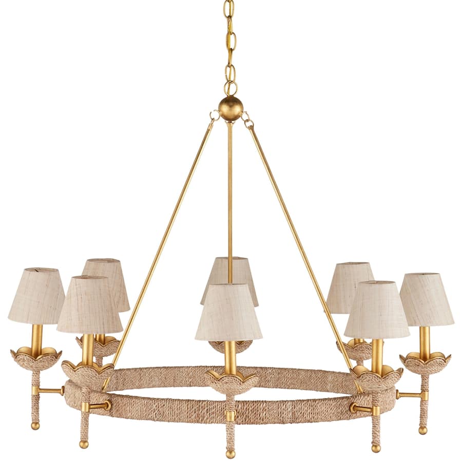 Vichy 8 Light 36" Wide Wrought Iron Ring Chandelier with Fabric Shade
