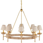 Vichy 8 Light 36" Wide Wrought Iron Ring Chandelier with Fabric Shade