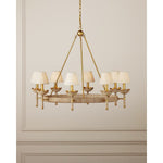 Vichy 8 Light 36" Wide Wrought Iron Ring Chandelier with Fabric Shade