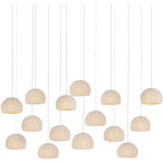 Virtu 15 Light 48" Wide Wrought Iron Linear Pendant with Clamrose Shell Shades