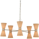 Pennyworth 10 Light 36" Wide Wrought Iron Chandelier with Grasscloth Shades