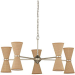 Pennyworth 10 Light 36" Wide Wrought Iron Chandelier with Grasscloth Shades