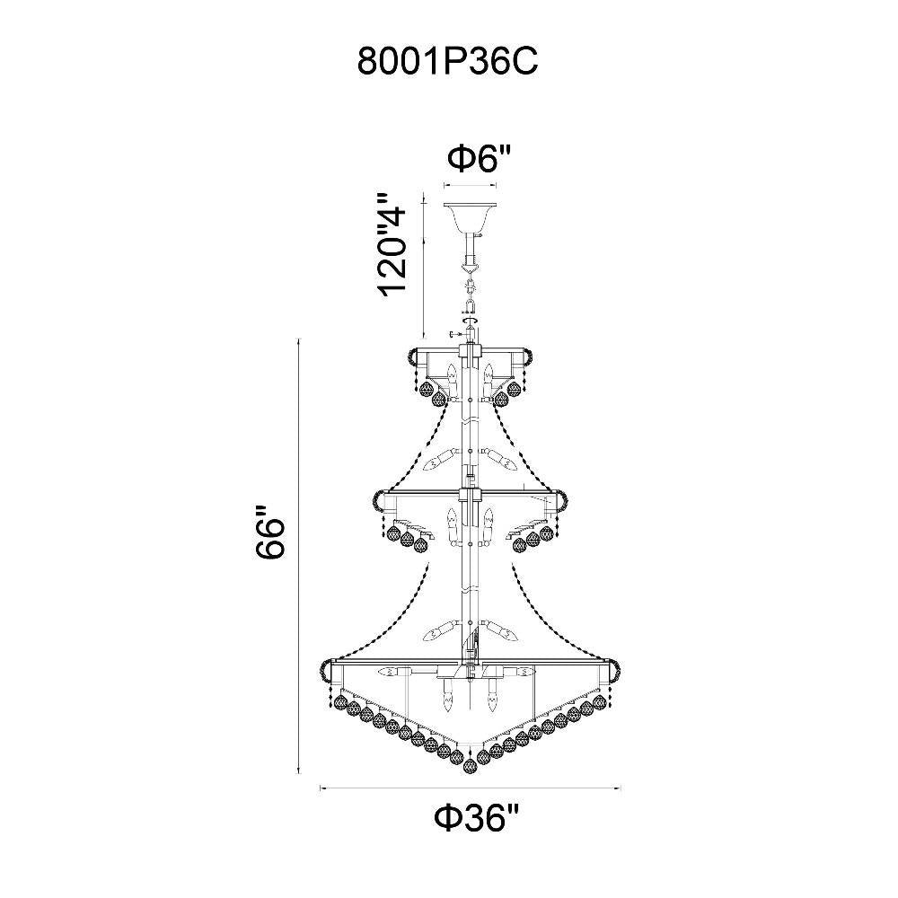 CWI Lighting - 8001P36C - 34 Light Chandelier with Chrome Finish