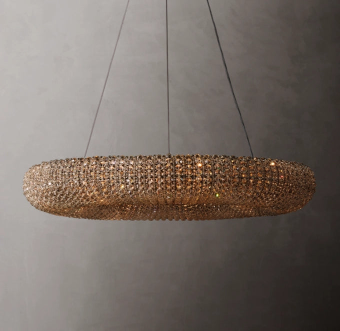 Crystal Halo Smoke Round LED Chandelier 32"